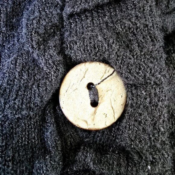Free People Beach Women’s Cardigan Top Size Small Black Textured Cork Buttons - Picture 5 of 13